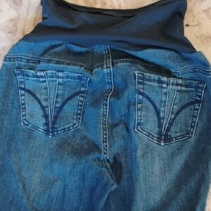 Indigo Blue Women's Size Large Classic Denim Maternity Jean Stretch Tummy Band